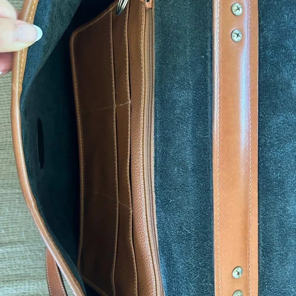 VTG Dooney & Bourke All Weather Leather Pebbled Black Messenger Briefcase Bag - Picture 6 of 9